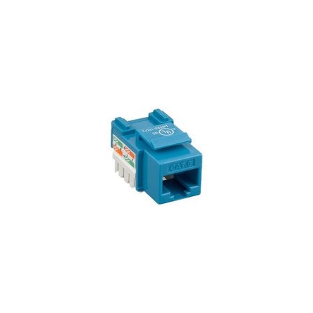 Cable Wholesale Cat6 Keystone Jack, Blue, RJ45 Female to 110 Punch Down, PoE++ Type 4 100W 326-121BL